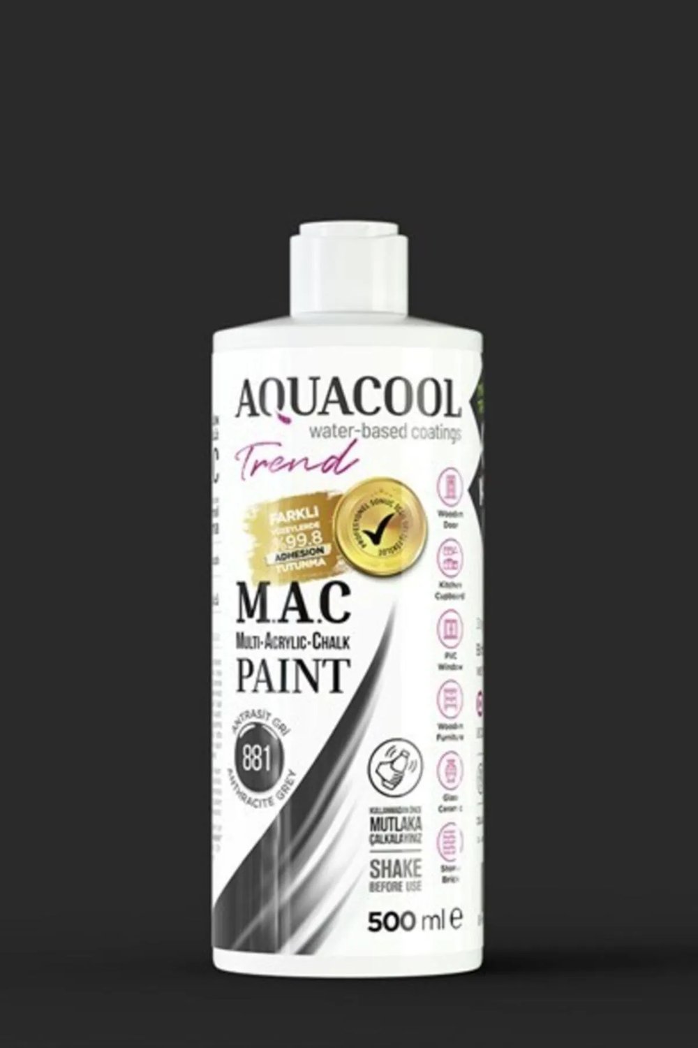 Aquacool Trend MAC Boya 500 ml - 881 Antrasit Gri