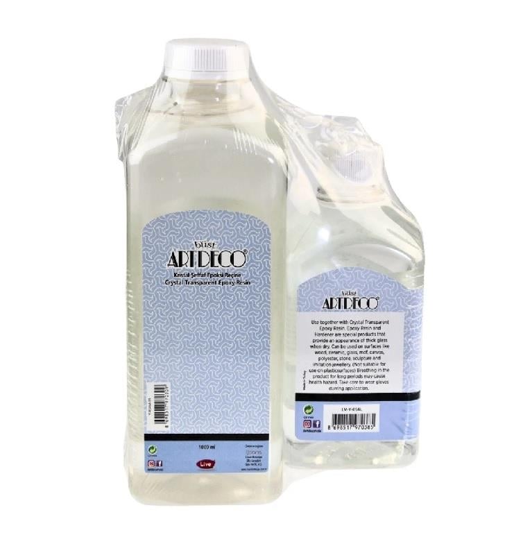 Artdeco Kristal Şeffaf Epoksi Reçine 1000ml ve Sertleştirici 500ml 2'li Set