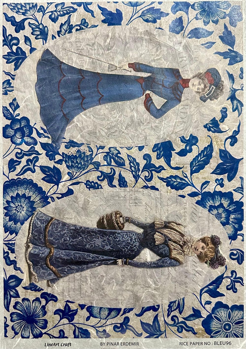 LİNEART PİRİNÇ DEKOPAJ KAĞIDI BLEU96