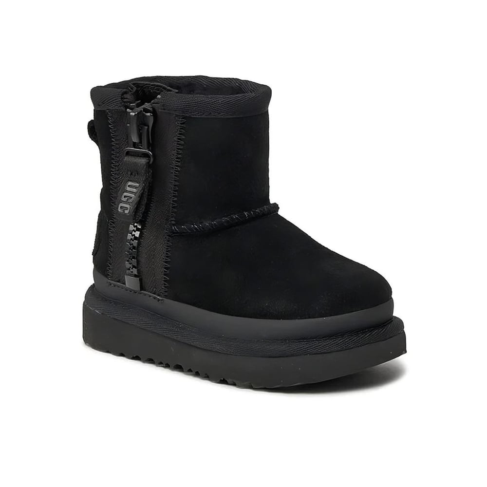 UGG Mini Fermuarlı Logo Çocuk Botu – Siyah