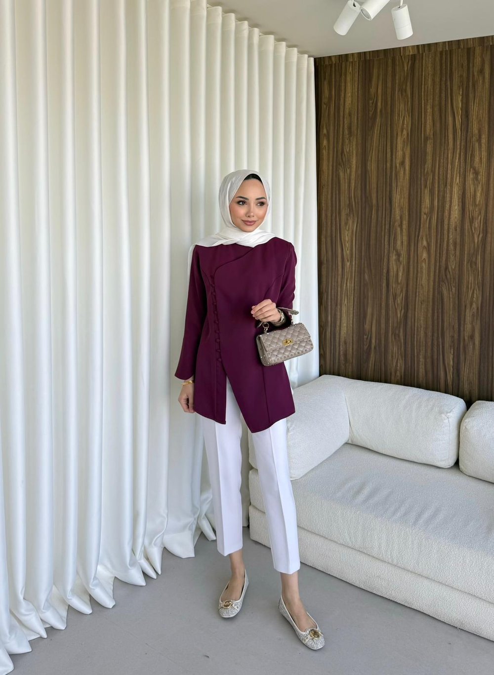 Britt Düğmeli Tunik Burgundy