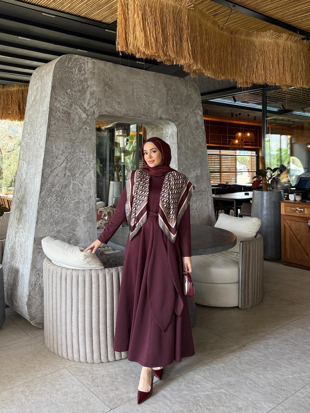 Raya Elbise Bordo
