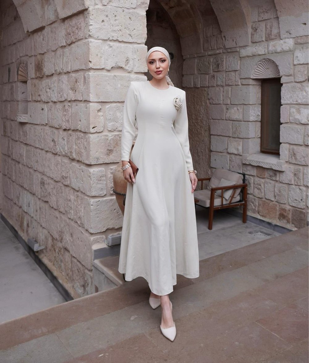 Rosa Parçalı Elbise Taş