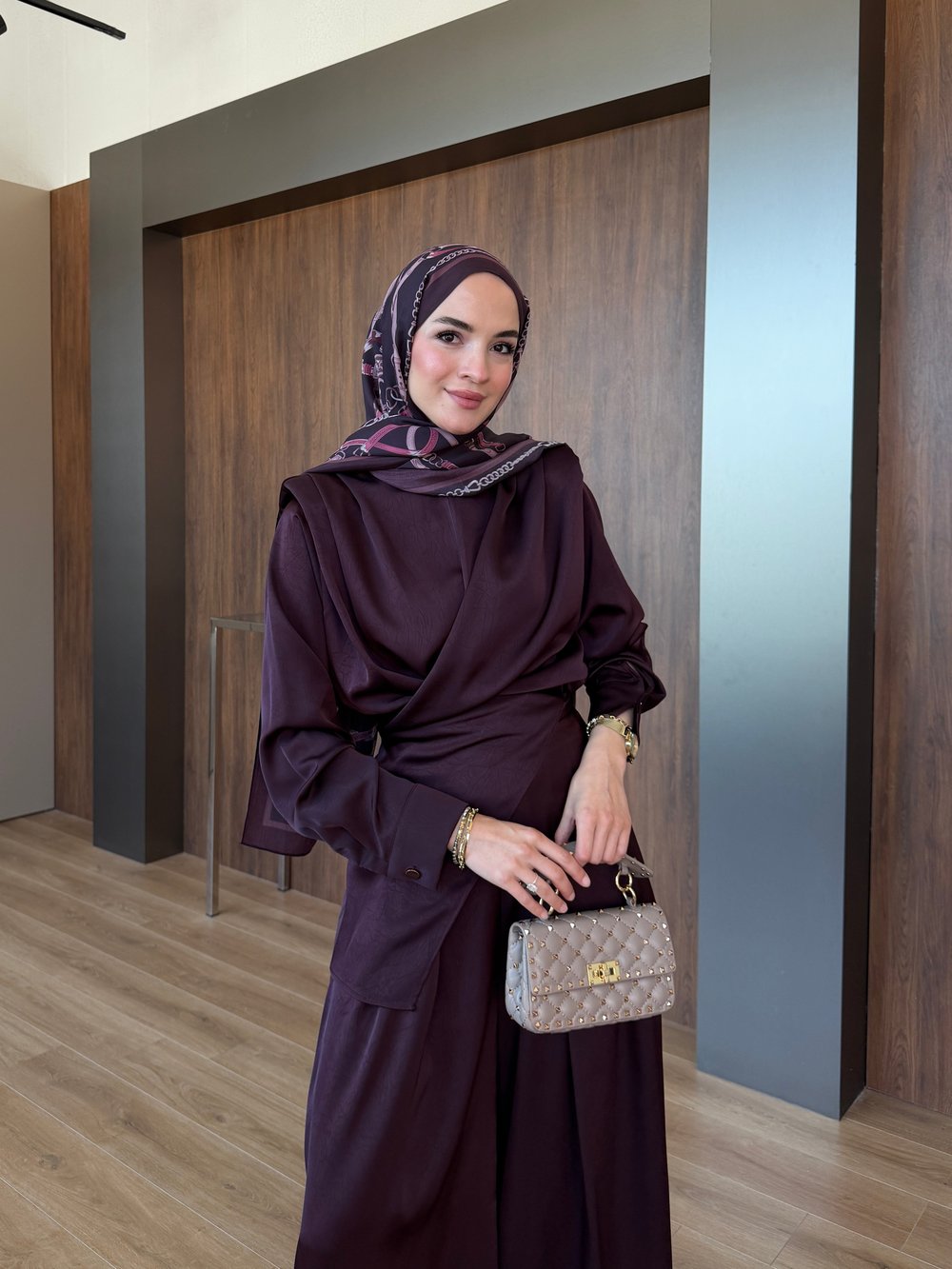 Saten Pantolonlu Takım Mürdüm