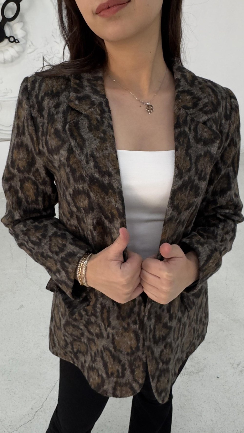 Leopar Desenli Astarlı Ceket