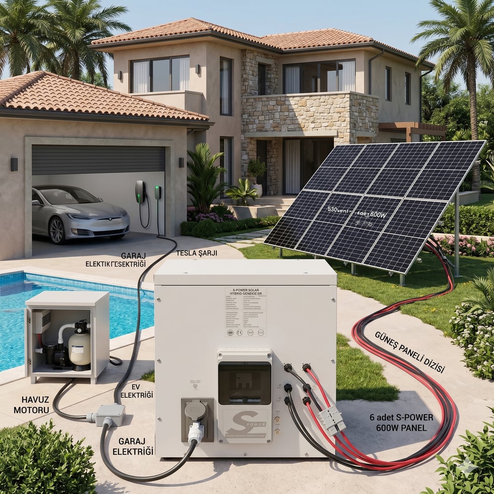SG-11 11000 watt 48v 105 Ah Sekiz Panelli Solar  Sistem