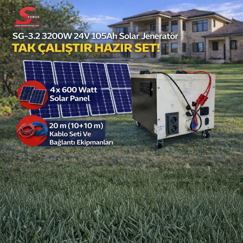 Sg 3.2 3200 watt 24v 105Ah Dört Panelli Solar Paket