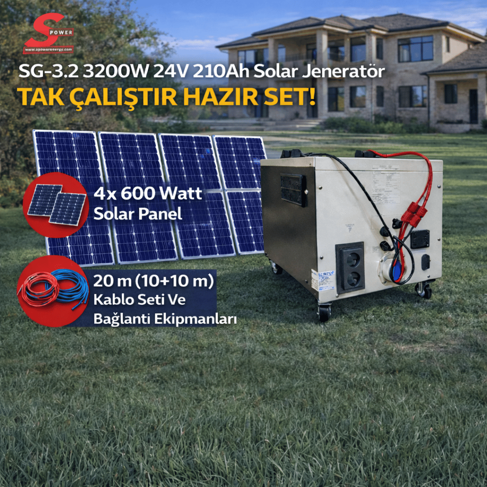 Sg 3.2 3200 watt 24v 210Ah Dört Panelli Solar Paket