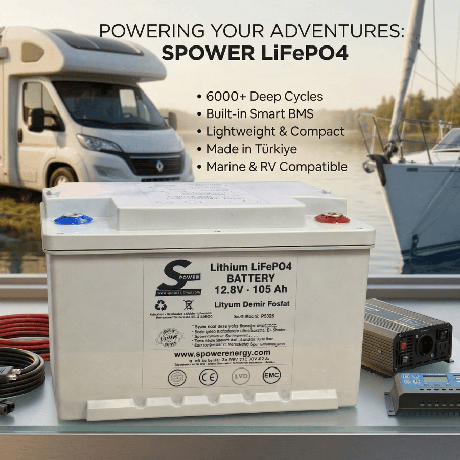 Spower 12V 105AH (12.8V) Lityum LiFePO4 Akü 