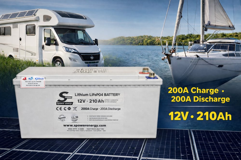 Spower 12V 210AH (12.8V) Lityum Lifepo4 Bluetooth Marin Kasa Tekne ve Yat Aküsü