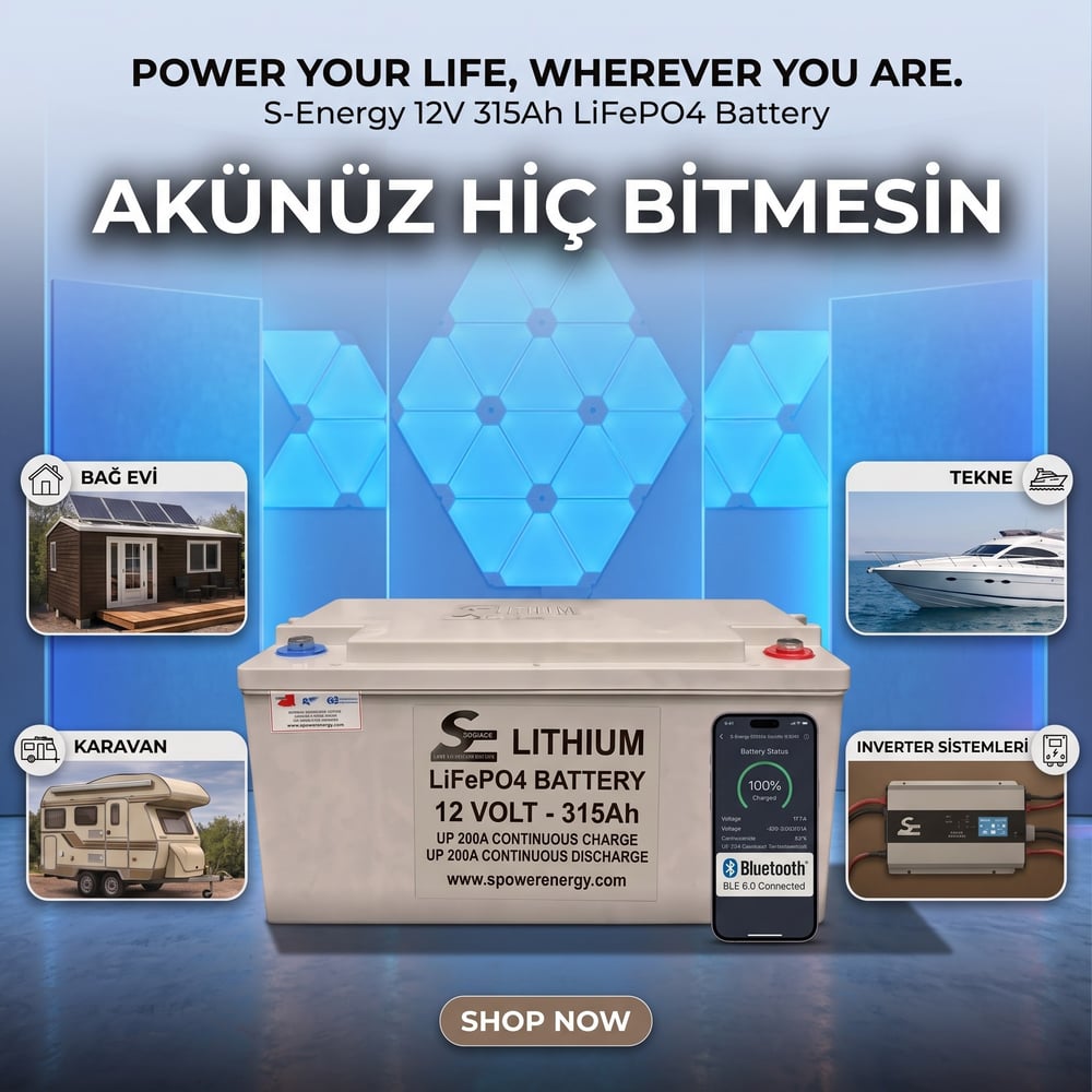 Spower 12V 315AH (12.8V) Lityum LiFePO4 Bluetooth Akü