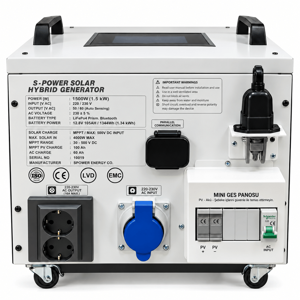 Spower Energy Solar Hibrit Jeneratör SG-1.5 12 105 (1500 Watt)