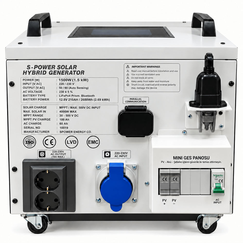 Spower Energy Solar Hibrit Jeneratör Sg-1.5 210AH  12 210 (1500 Watt)