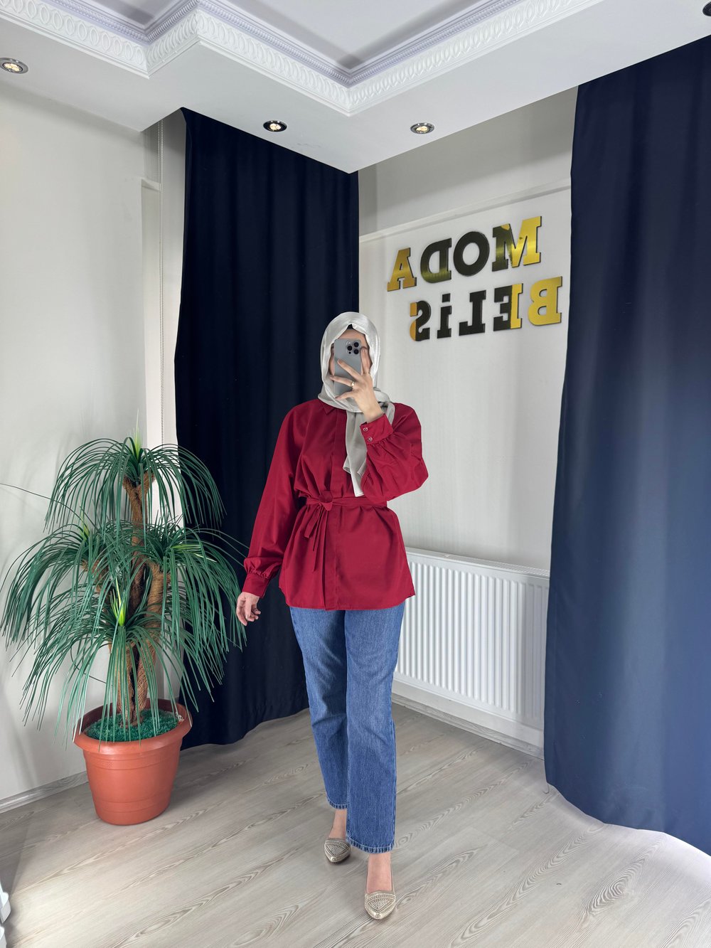 Manolya Gömlek - Kırmızı
