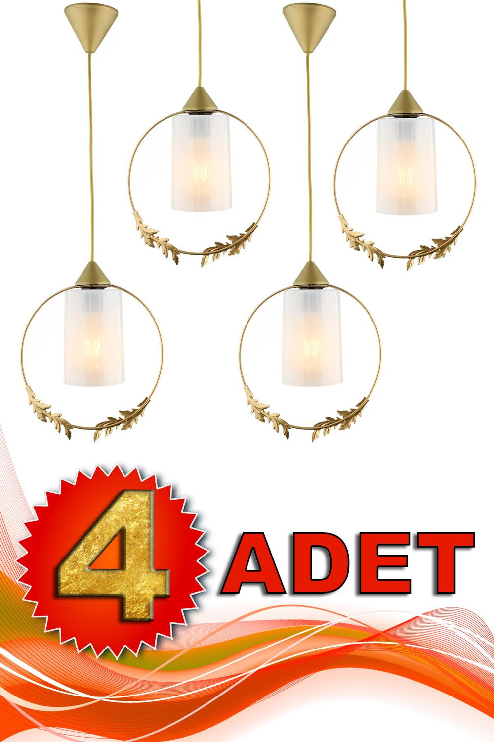 4 Adet Haliç Tekli Avize Eskitme Beyaz Akrilik
