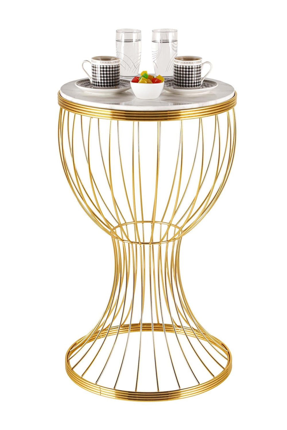 Aldora Sehpa Gold Kaplama Mermer