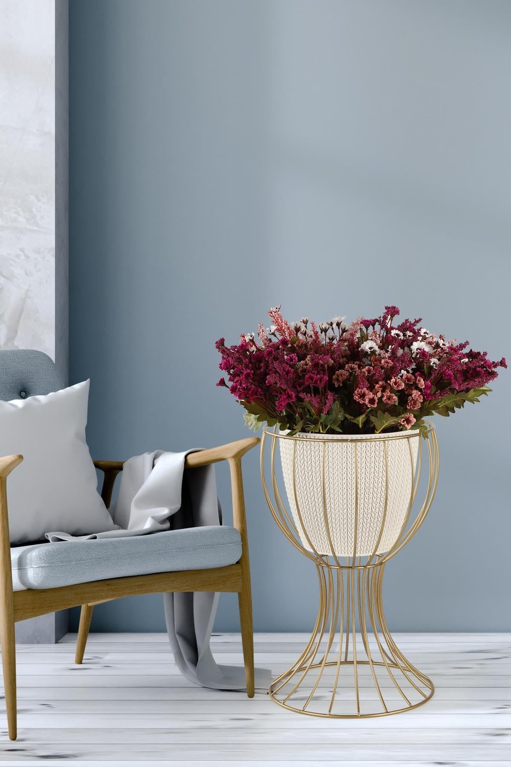 Anafor Saksılık Eskitme 43 Cm Krem Saksı