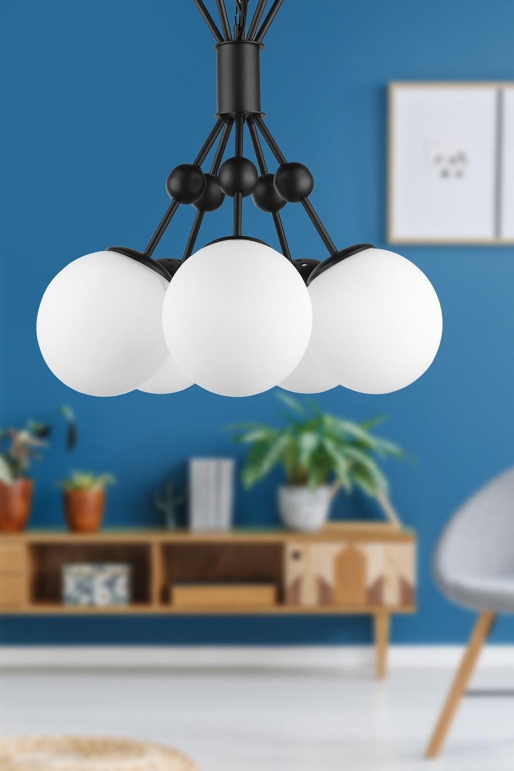 Delf 5.li Avize Siyah Beyaz Cam
