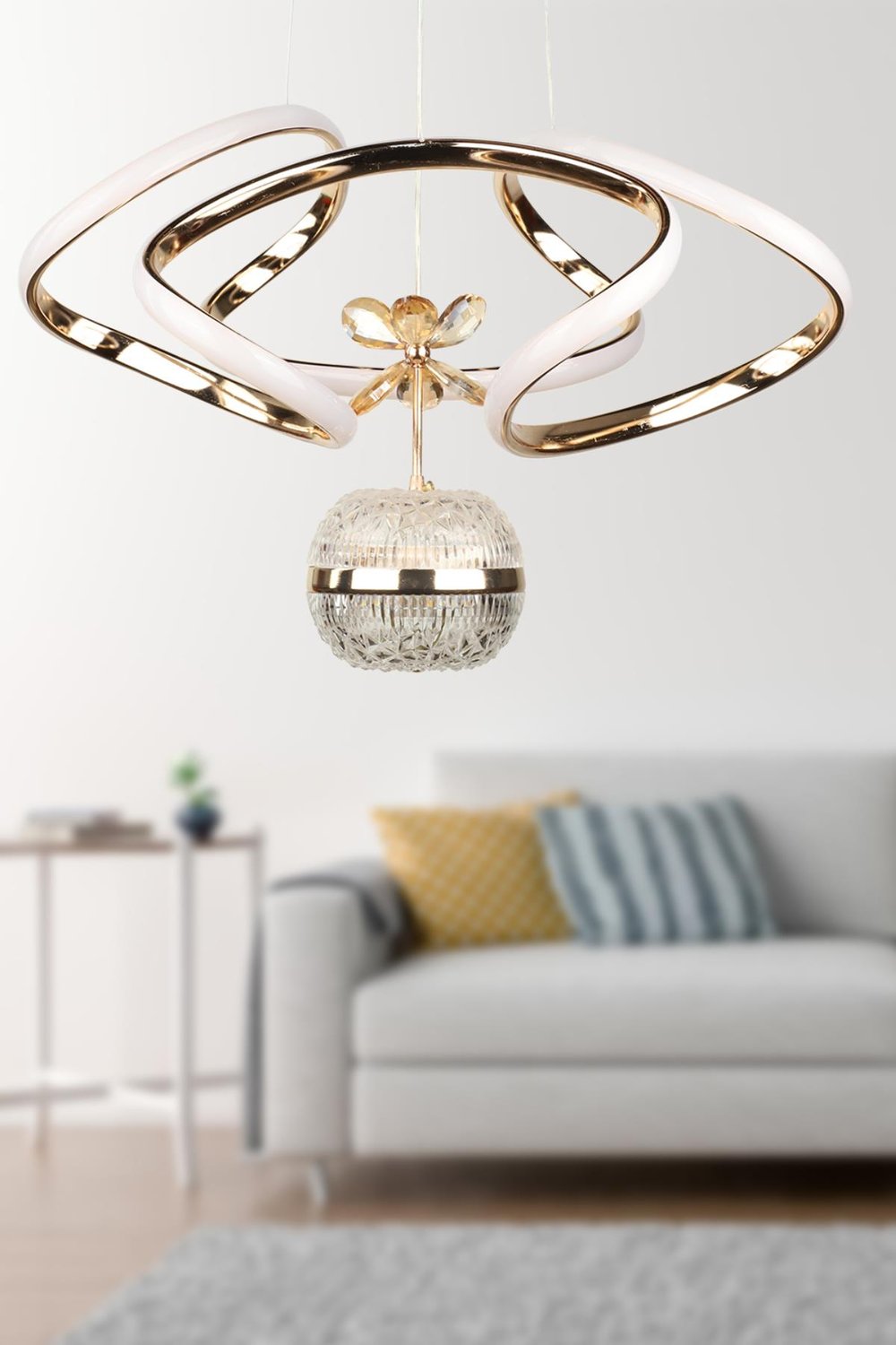 Dron 45.Lik Ledli Avize Gold Kaplama