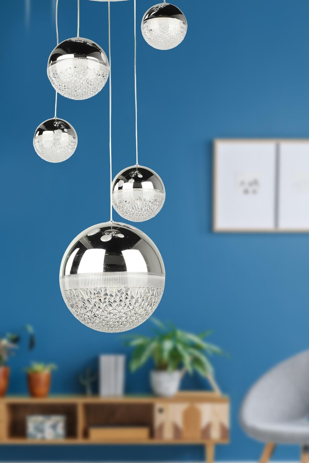 Galaksi Ledli 5.li Avize Krom Kaplama