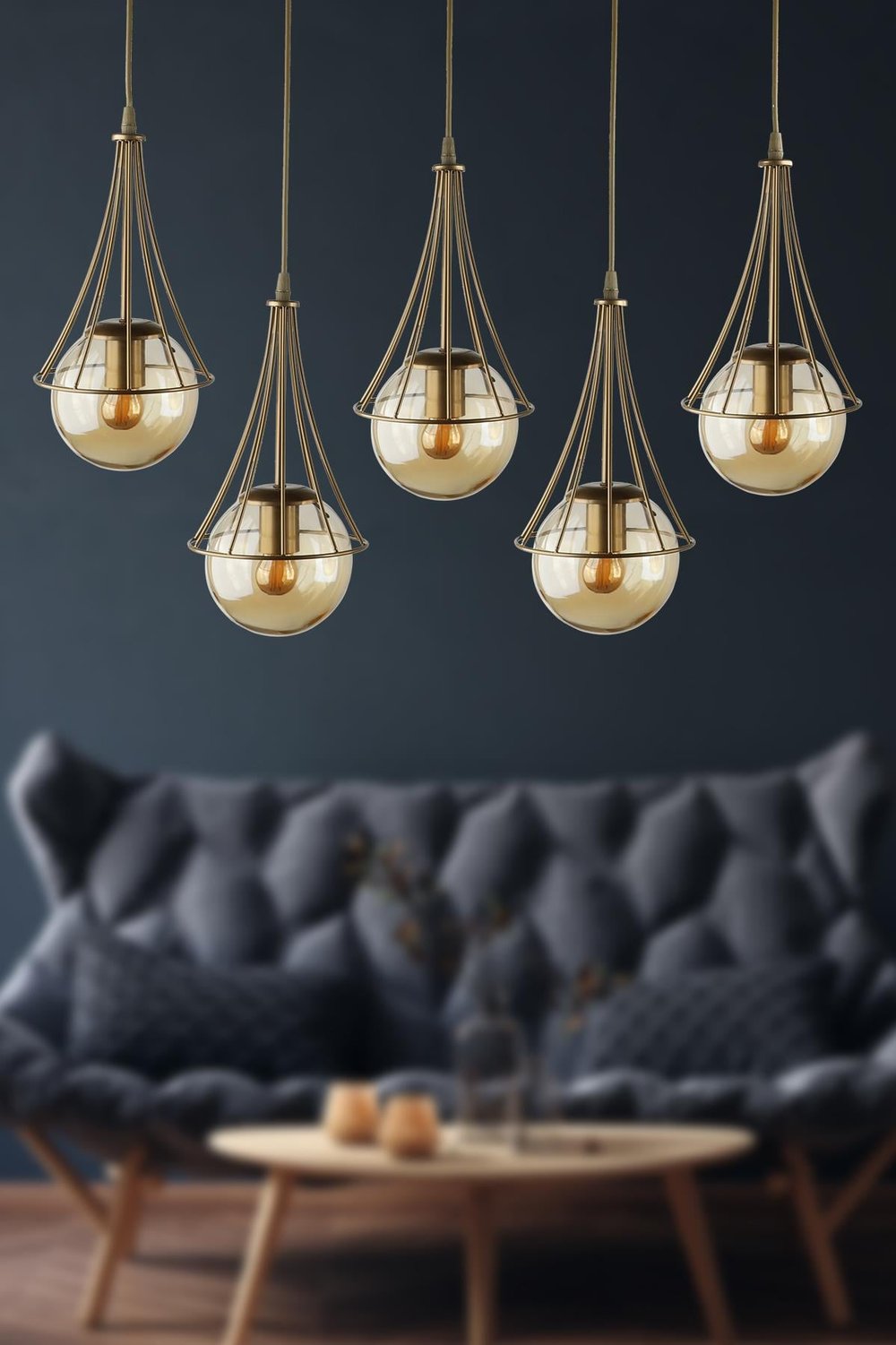 Lapis 5.li Sıralı Avize Eskitme Bal Camlı Avize