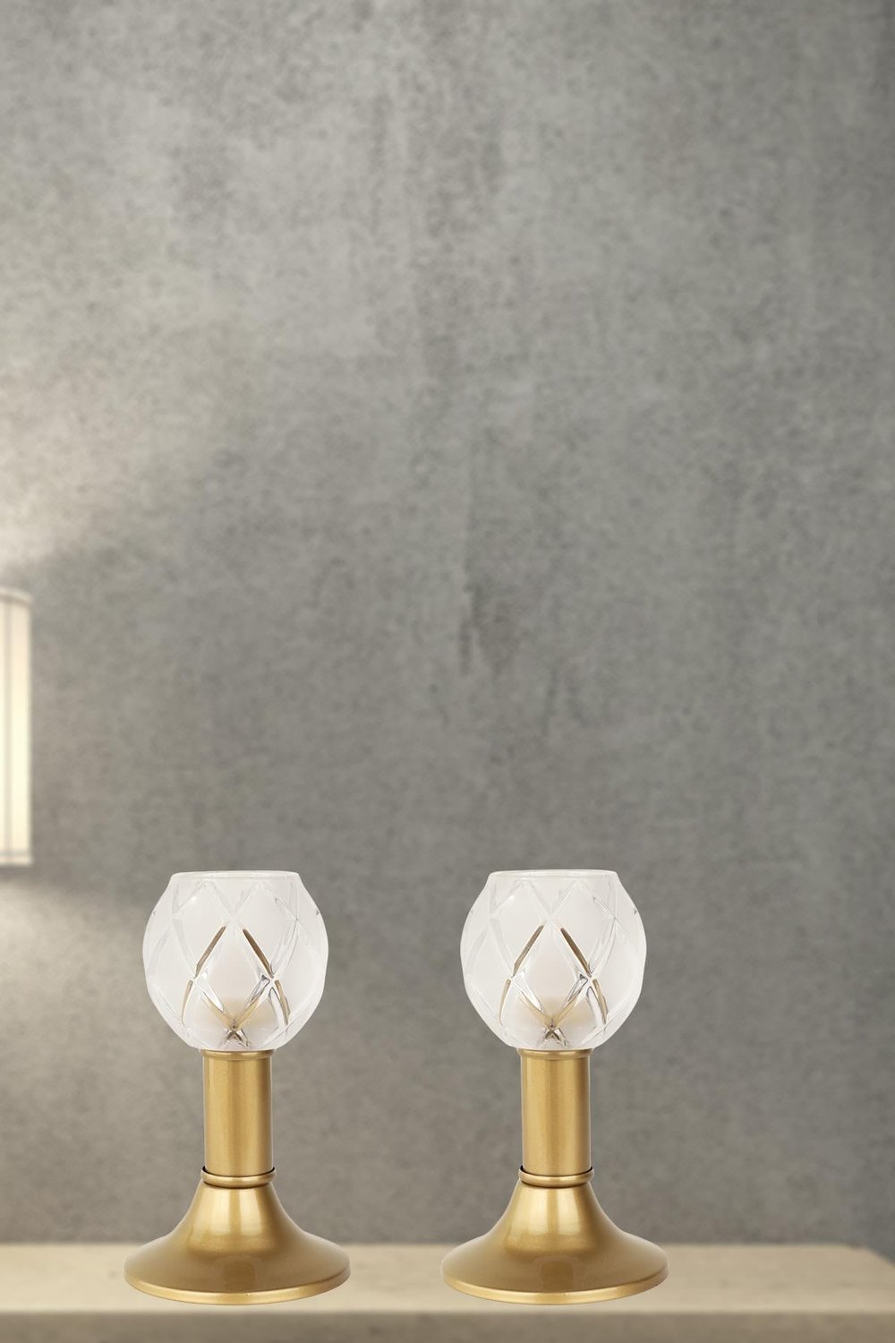 Nira 2 Adet Camlı Tealight Mumluk Eskitme