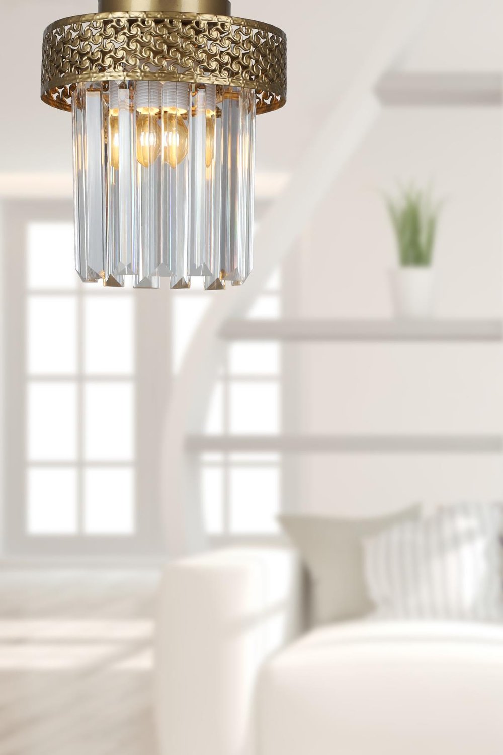 Sitrus Tekli Eskitme Lux Kristal Taşlı Tavan Montaj Avize