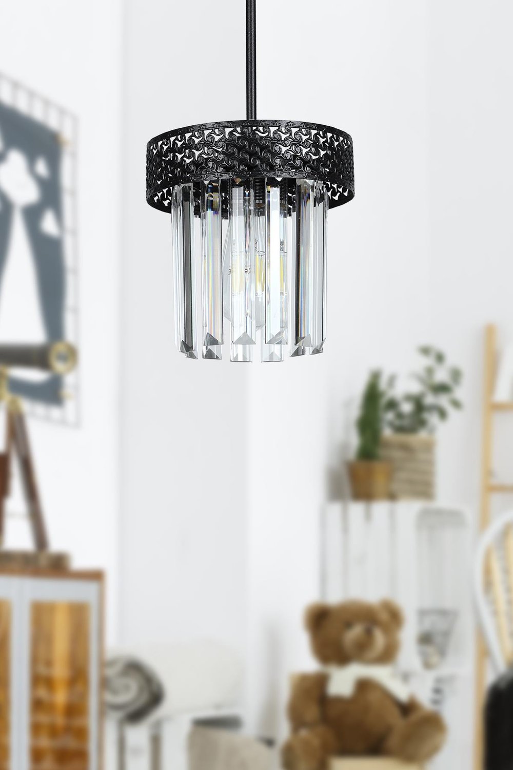Sitrus Tekli Siyah Lux Kristal Taşlı Avize