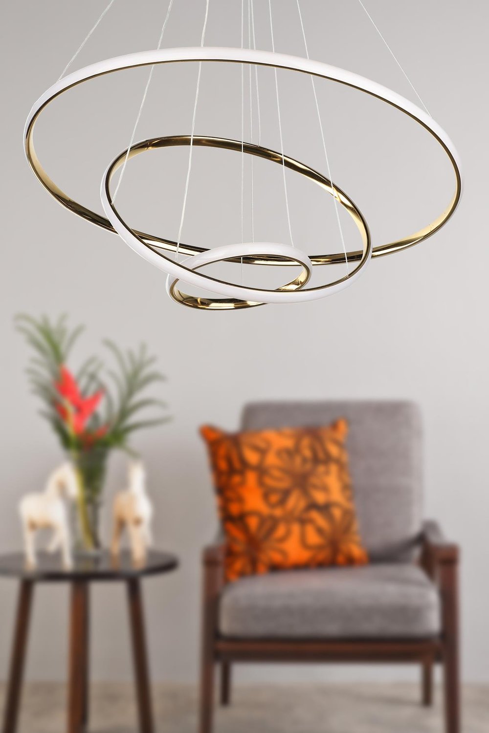 Spin 3.Lü Ledli Avize Gold Kaplama