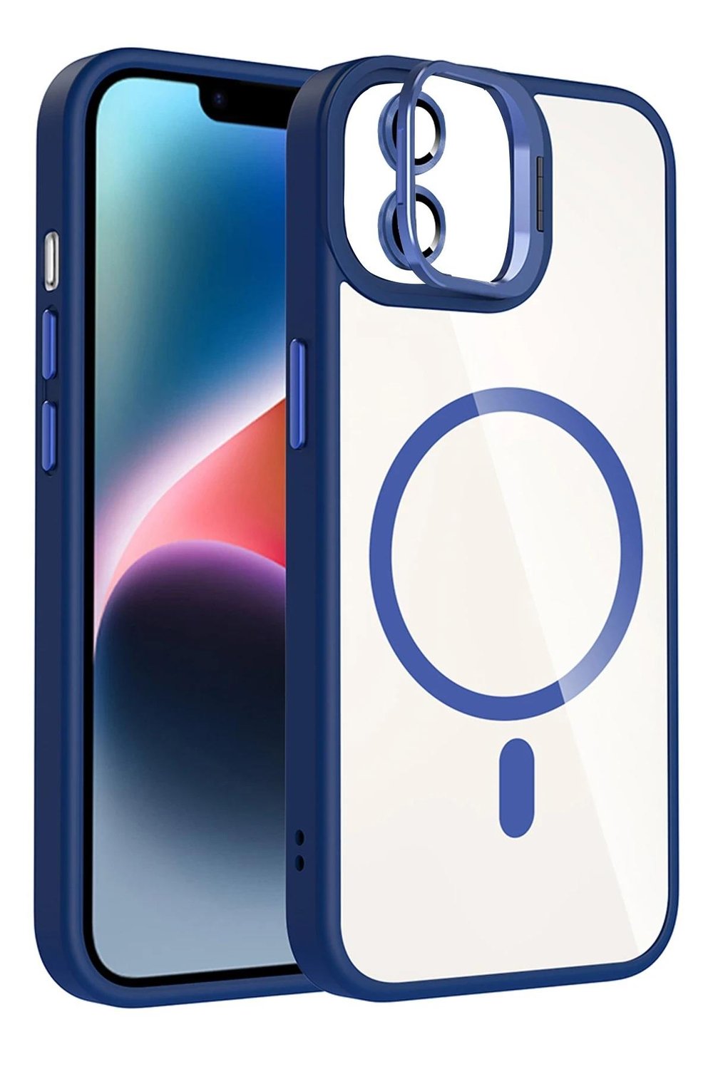 Apple iPhone 11 Remim Lensli MagSafe Standlı Darbe Korumalı Kılıf – Lacivert