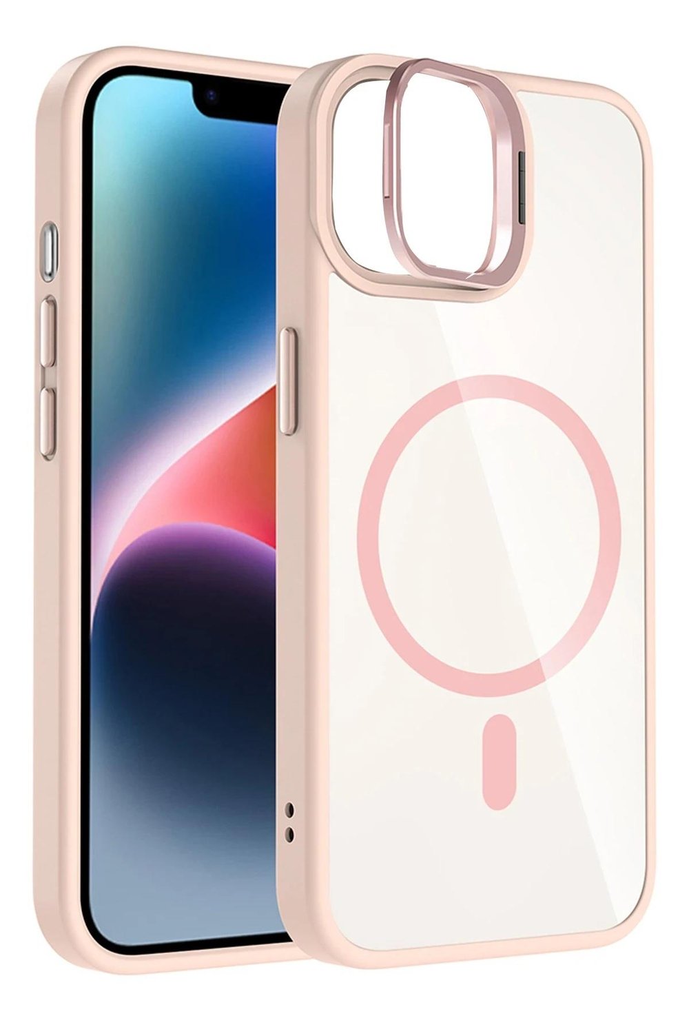 Apple iPhone 11 Remim Lensli MagSafe Standlı Darbe Korumalı Kılıf – Pembe