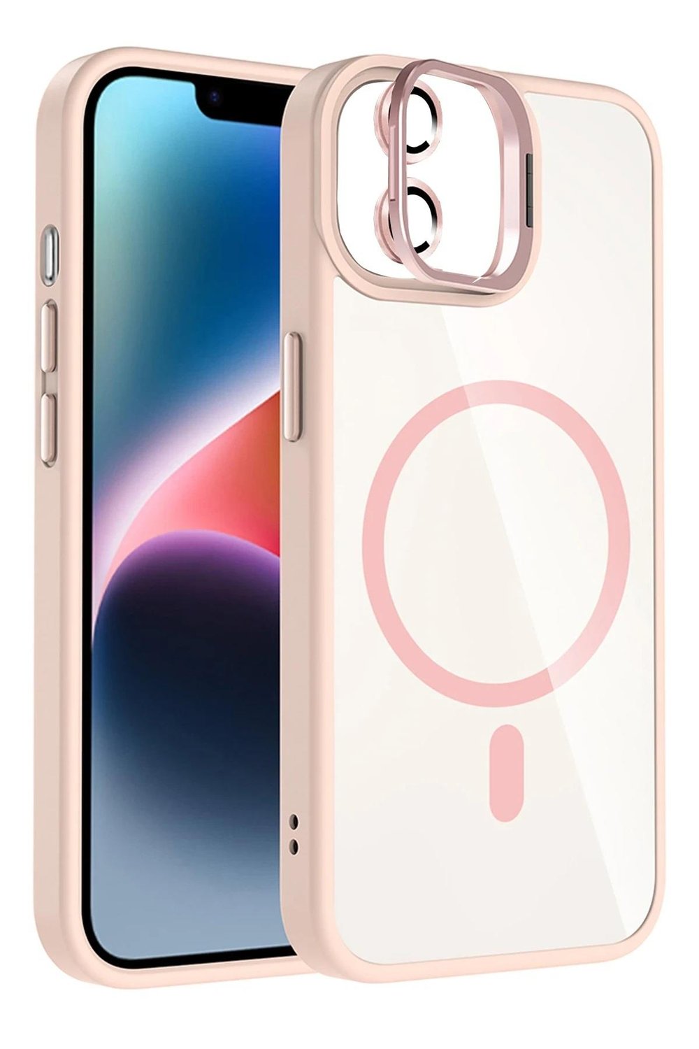 Apple iPhone 11 Remim Lensli MagSafe Standlı Darbe Korumalı Kılıf – Pembe