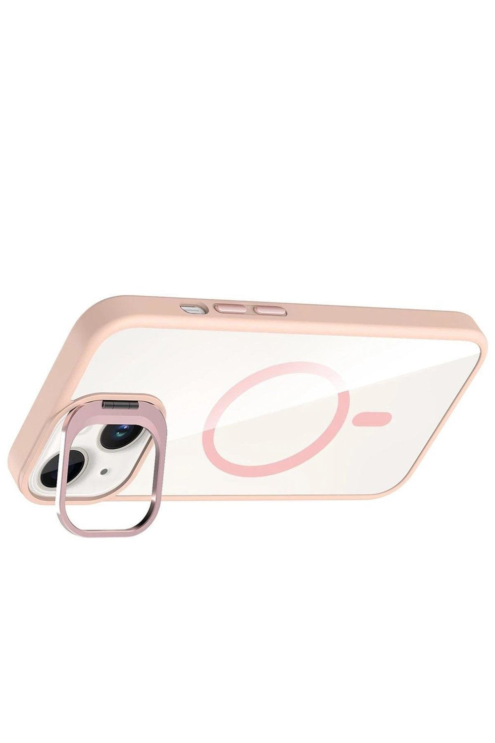 Apple iPhone 13 / iPhone 14 Remim Lensli MagSafe Standlı Darbe Korumalı Kılıf – Pembe