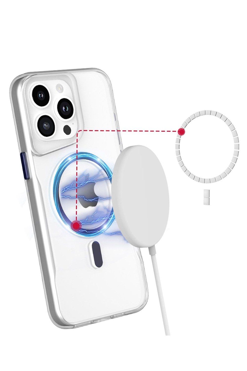 Apple iPhone 15 Kılıf PC Poso Magsafe Kılıf - Şeffaf