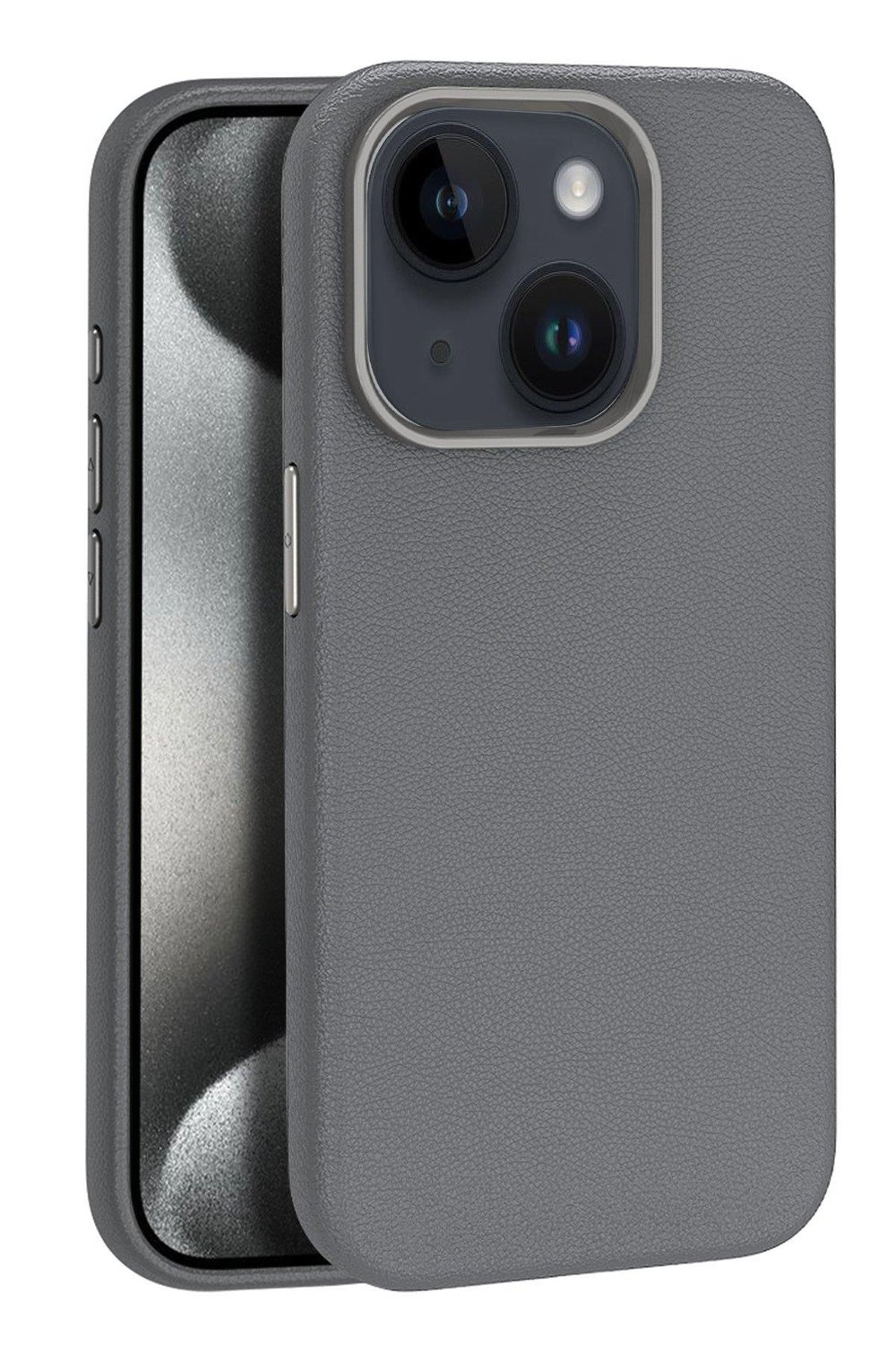 MAGSAFE KILIFLARJOKOWNDR14Apple iPhone 15 Kılıf Wonder Deri Magsafe Kapak - Titan Gri