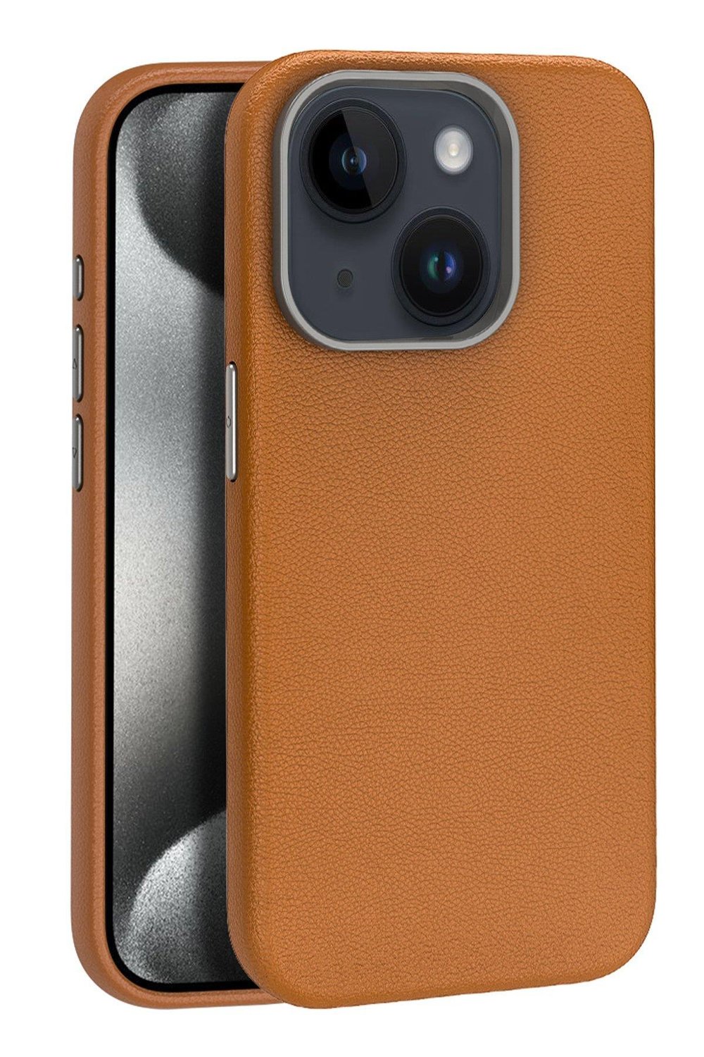 MAGSAFE KILIFLARJOKOWNDR16Apple iPhone 15 Kılıf Wonder Deri Magsafe Kapak - Kahverengi