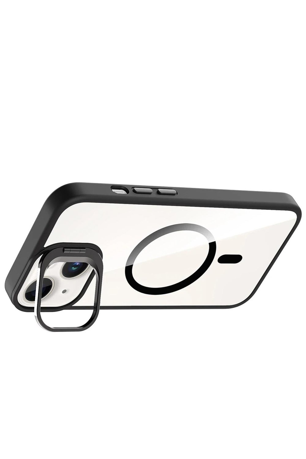 Apple iPhone 15 Plus Remim Lensli MagSafe Standlı Darbe Korumalı Kılıf – Siyah