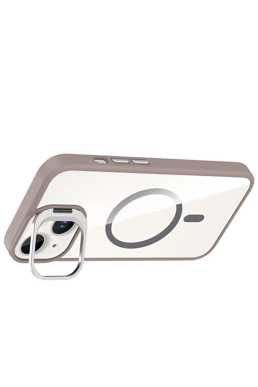 Apple iPhone 15 Plus Remim Lensli MagSafe Standlı Darbe Korumalı Kılıf – Titan Gri