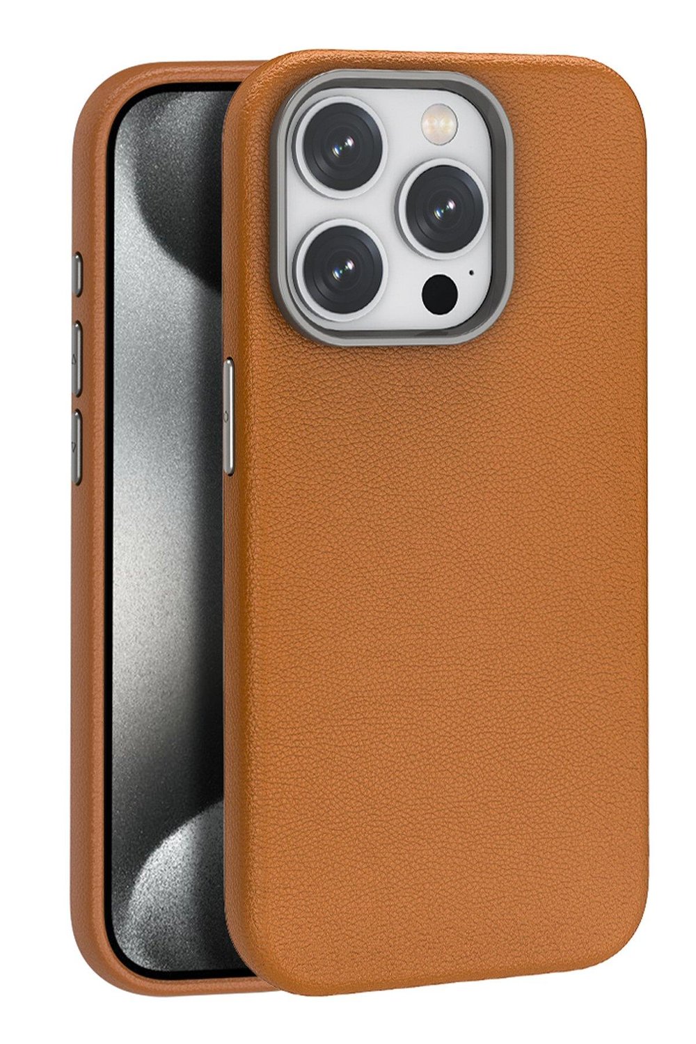 MAGSAFE KILIFLARJOKOWNDR09Apple iPhone 15 Pro Kılıf Wonder Deri Magsafe Kapak - Kahverengi