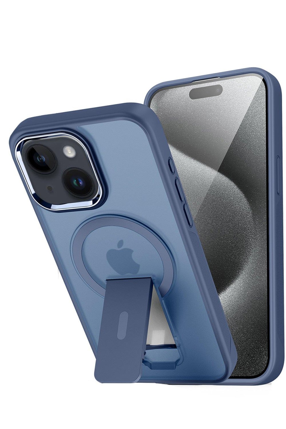 Apple iPhone 13 / iPhone 14 / iPhone 15 Tork Magsafe Standlı Kapak - Lacivert