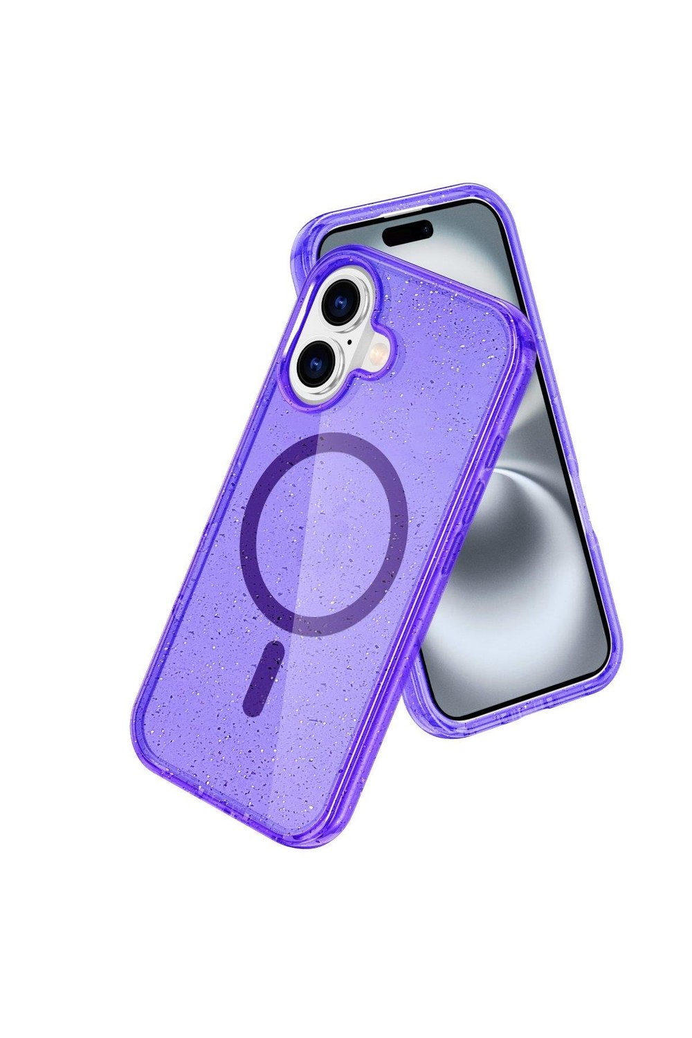 Apple iPhone 16 Plus Kılıf Glow Magsafe Kapak - Simli Mor