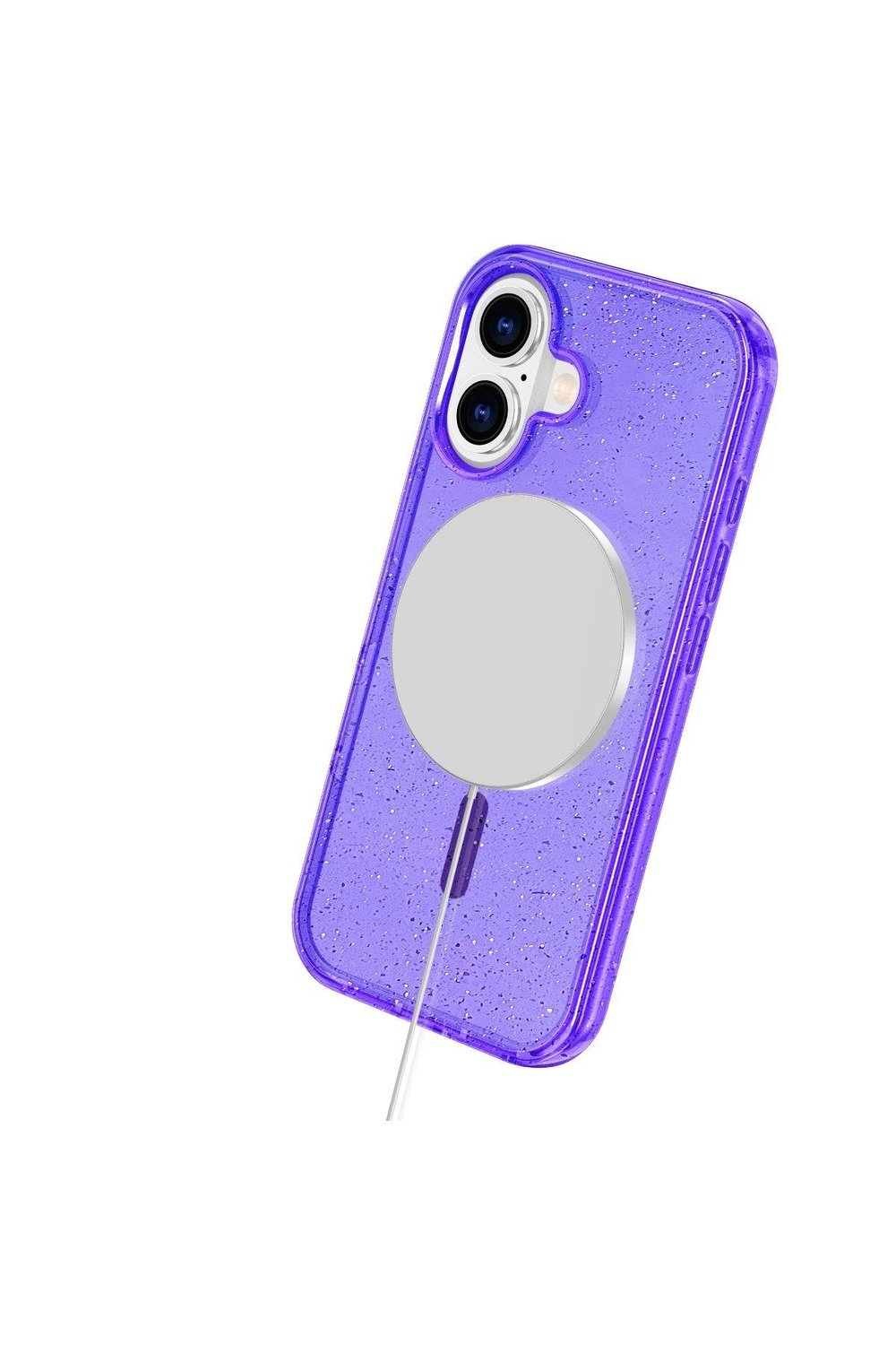 Apple iPhone 16 Plus Kılıf Glow Magsafe Kapak - Simli Mor