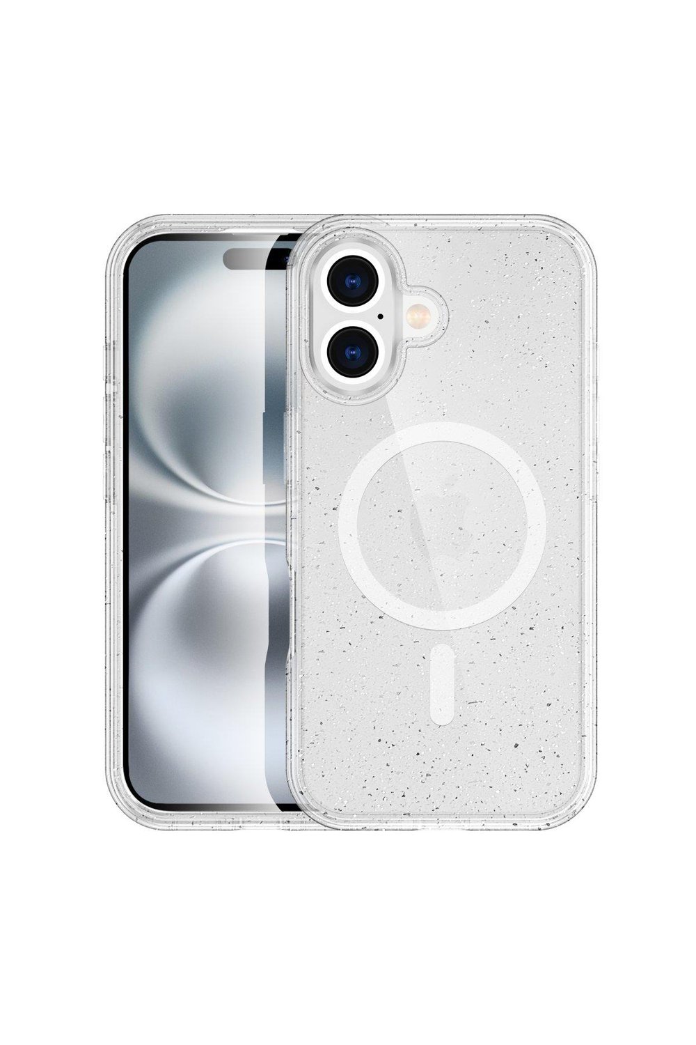 Apple iPhone 16 Plus Kılıf Glow Magsafe Kapak - Simli Şeffaf