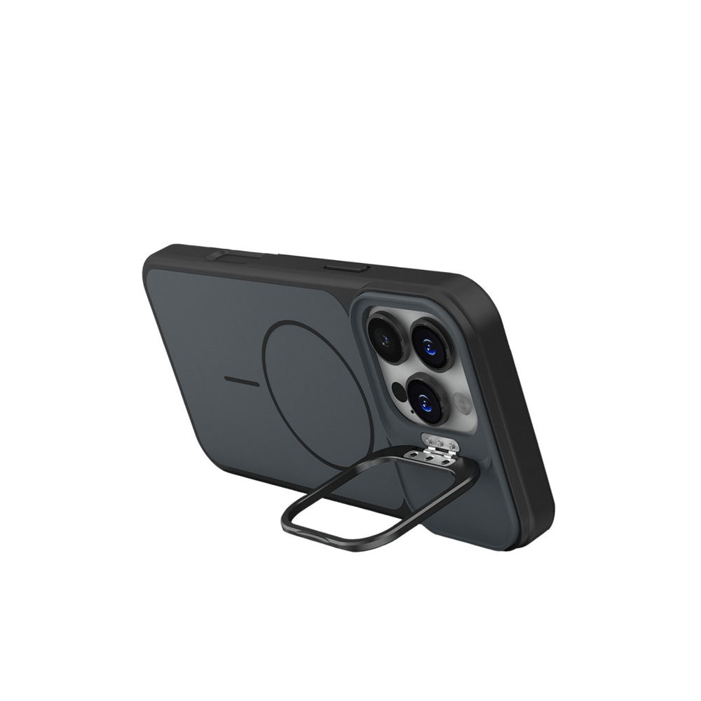 Apple iPhone 16 Pro Max Pale MagSafe Manyetik Kickstand, Darbe Koruma, Şeffaf Premium Standlı Kılıf – Siyah