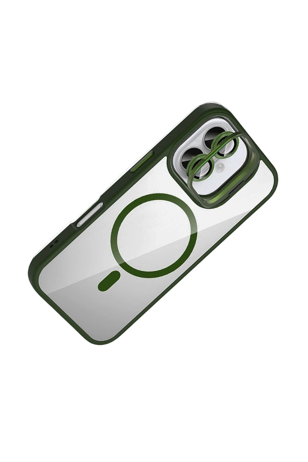 Apple iPhone 16 Remim Lensli MagSafe Standlı Darbe Korumalı Kılıf – Koyu Yeşil