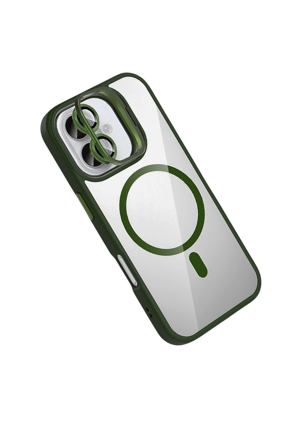 Apple iPhone 16 Remim Lensli MagSafe Standlı Darbe Korumalı Kılıf – Koyu Yeşil