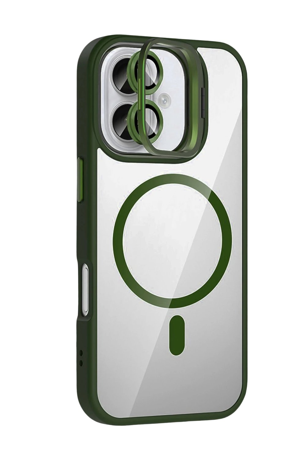 Apple iPhone 16 Remim Lensli MagSafe Standlı Darbe Korumalı Kılıf – Koyu Yeşil