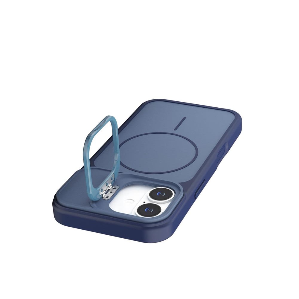 Apple iPhone 17 Pale MagSafe Manyetik Kickstand, Darbe Koruma, Şeffaf Premium Standlı Kılıf – Mavi
