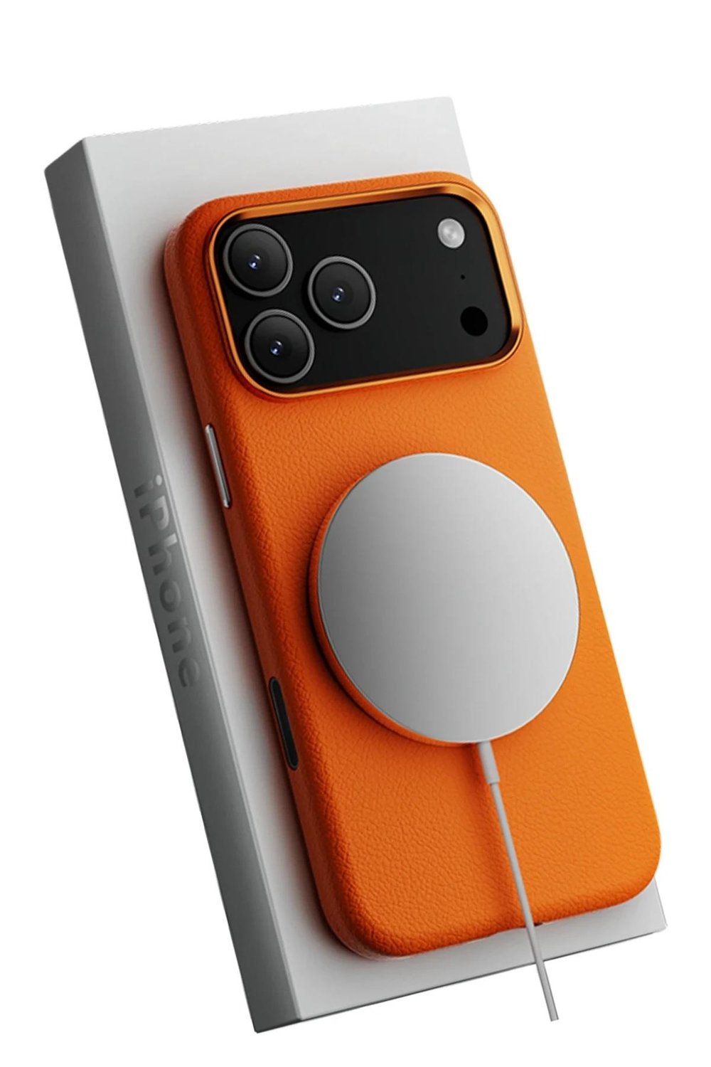 Apple iPhone 17 Pro MagSafe Uyumlu Deri Telefon Kılıfı – Turuncu Wonder Seri
