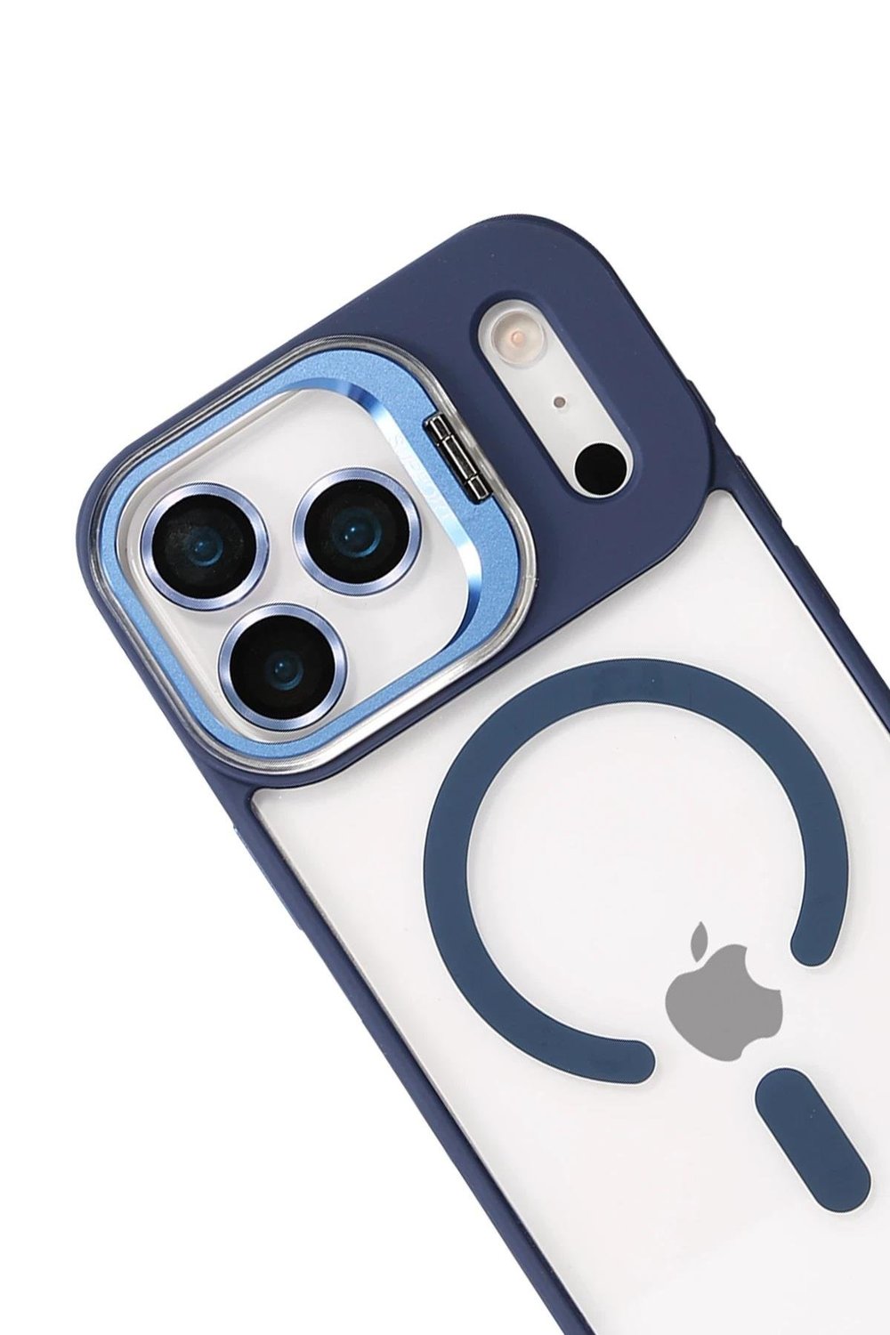 Apple iPhone 17 Pro Max Remim Lensli MagSafe Standlı Darbe Korumalı Kılıf – Lacivert